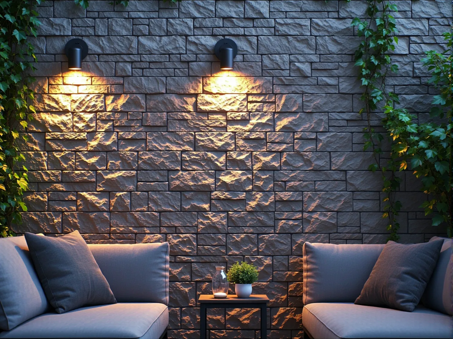 Energooszczędne lampy solarne o nowoczesnym designie wkomponowane w skalniak ogrodowy.