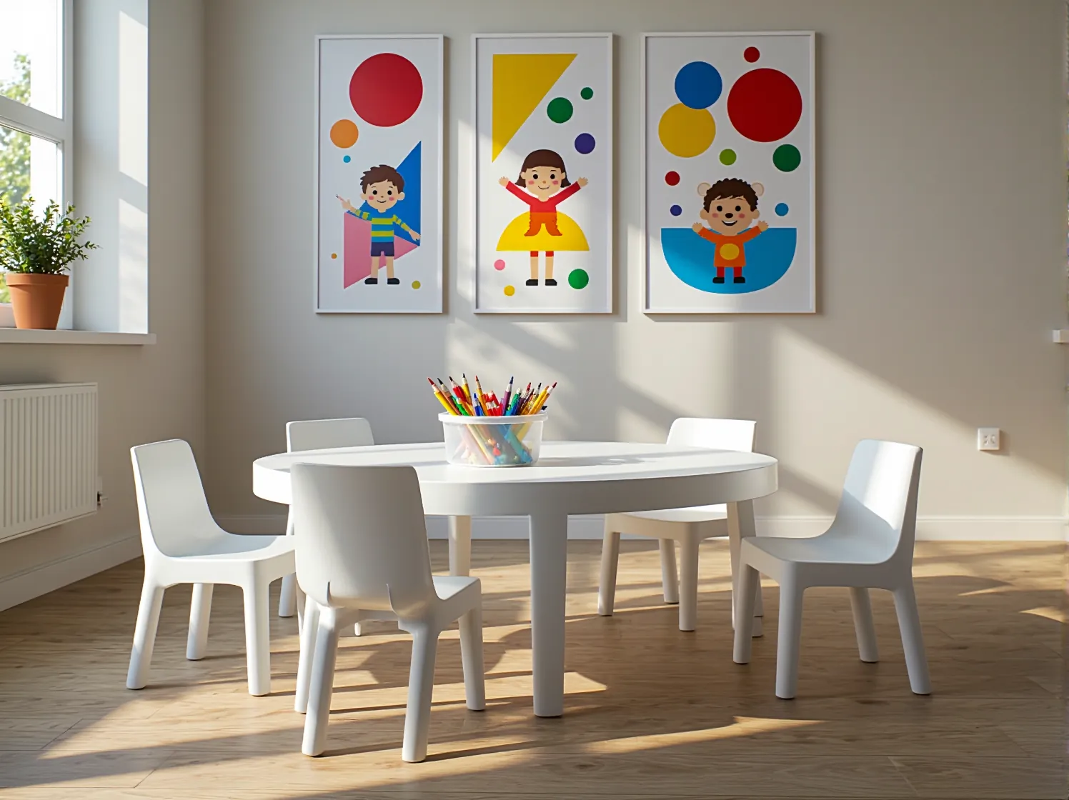 Drewniany stolik z krzesełkami dla dzieci, trwałe meble do pokoju