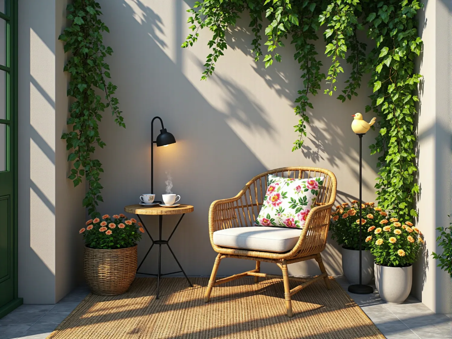 Oświetlenie solarne tarasu w stylu vintage tworzące przytulny klimat nocą.