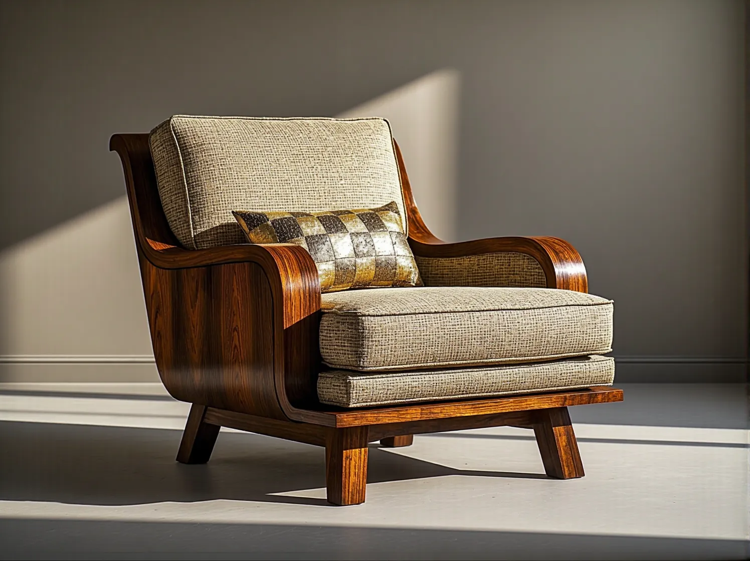 Stół i krzesła do jadalni w stylu art déco charakteryzujące się symetrią i połyskiem